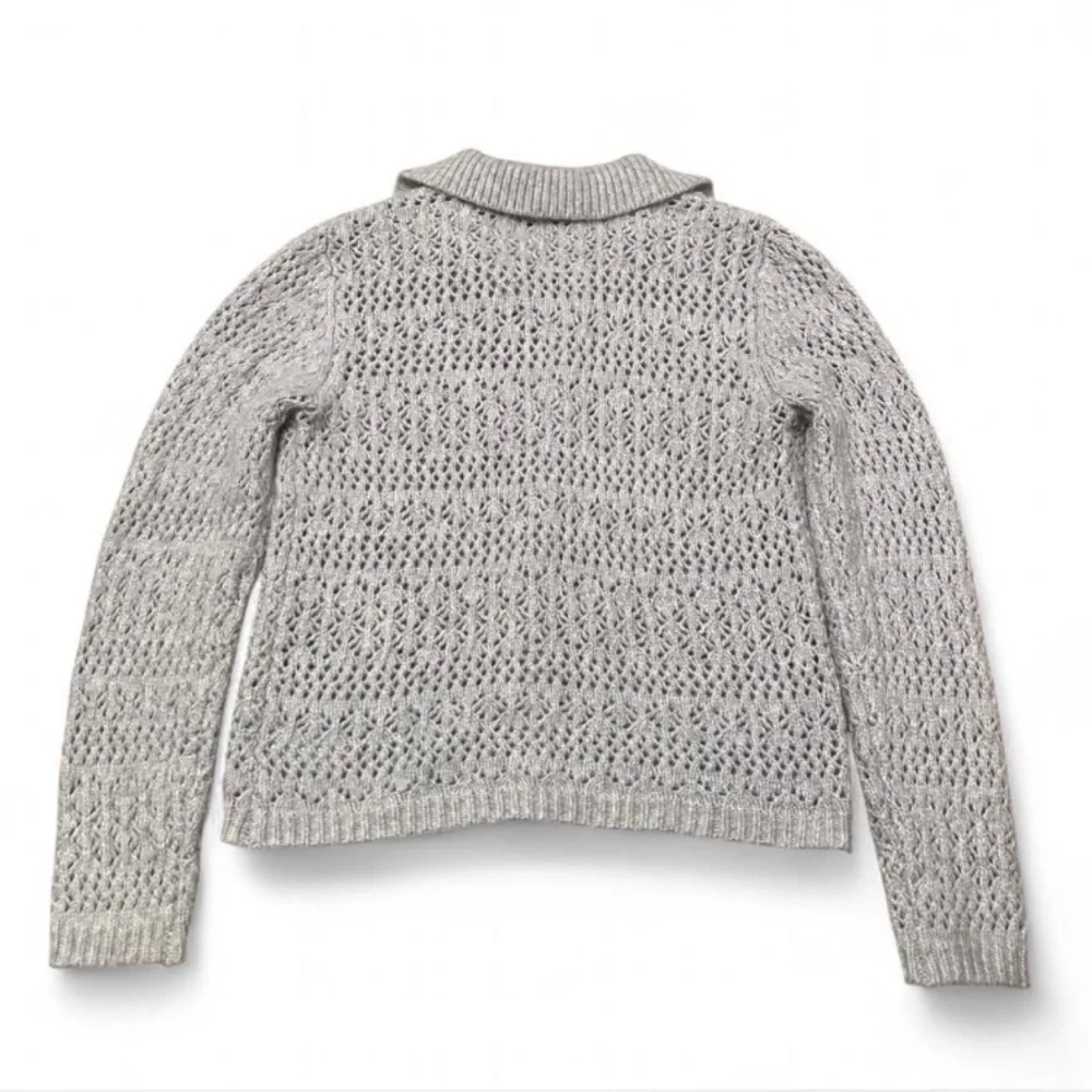Joie Chunky Knit Cardigan Sweater Women’s Medium Soft Cozy Preppy Classic Gray - Picture 5 of 7